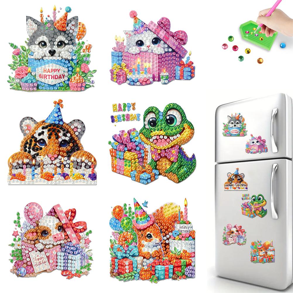 

6Pcs Acrylic Bouquet Diamond Art Fridge Magnet Diamond Art Magnets Decals Diamond Painting Fridge Magnet for Car Mailbox Decor