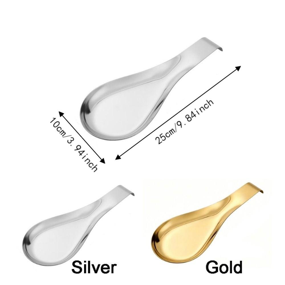 Non Slip Stainless Steel Spoon Rest Heat-Resistant Stable Spoon Place Mat Scoop Rack Cooking Serving Spoon Tray for Kitchen