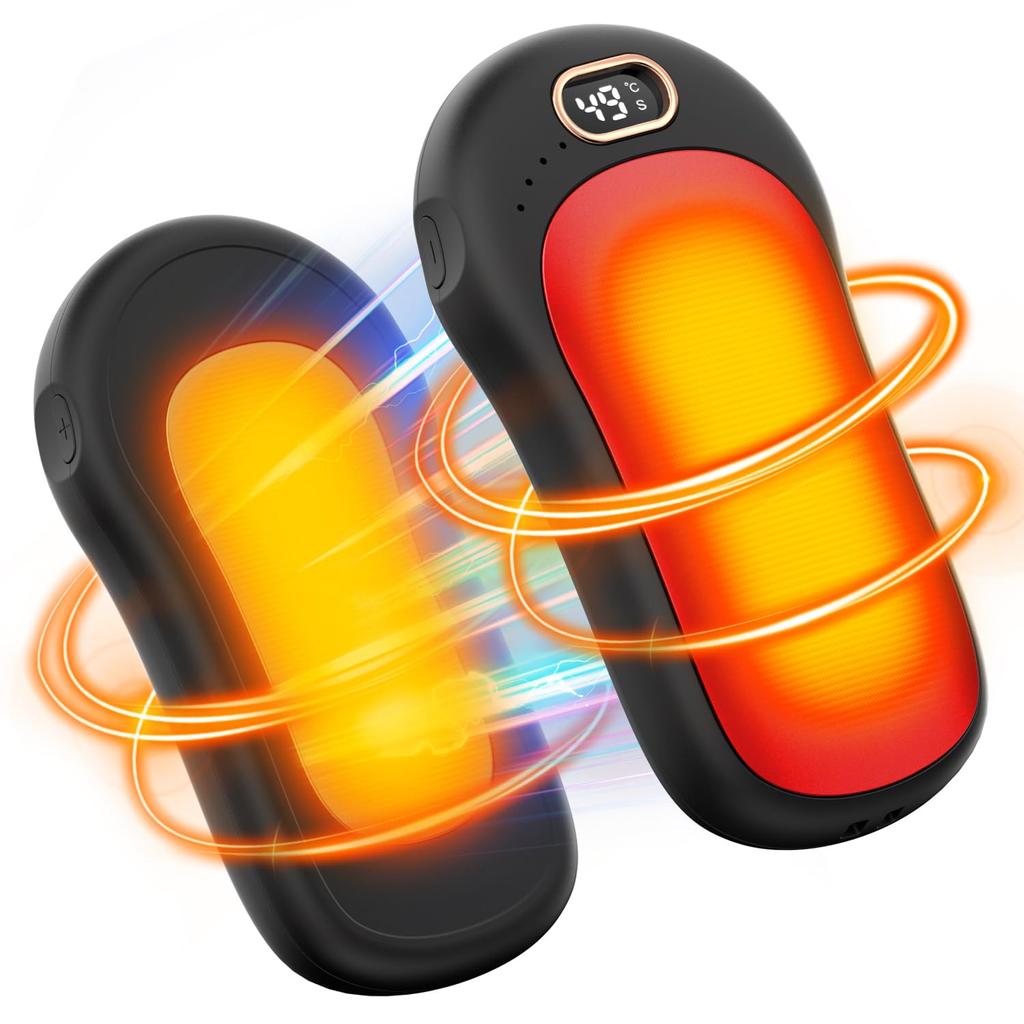 SAMONIC Rechargeable Hand Full Rapid Large Capacity 12000mAh 21 Temperature LED Cold Weather Warmer, 360° Heat, 1-Second Heating, Magnetic,