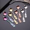 3pcs Stainless Steel Mini Dessert Spoon Rose Handle For Coffee Tea Cappuccino Ice Cream Sugar Stirring Creative Flatware Home