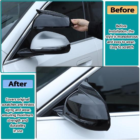 Car Door Side Mirror Cover Trim Compatible with BMW X1 U11 2023 2024,Outside Door Mirror Cover Trim, Car Exterior Rear View Mirror Covers Cap
