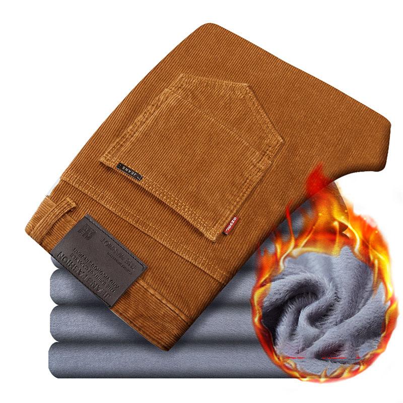 Winter Men's Warm Casual Pants Classic Style Fleece Thickened Corduroy Business Trousers Male Clothing