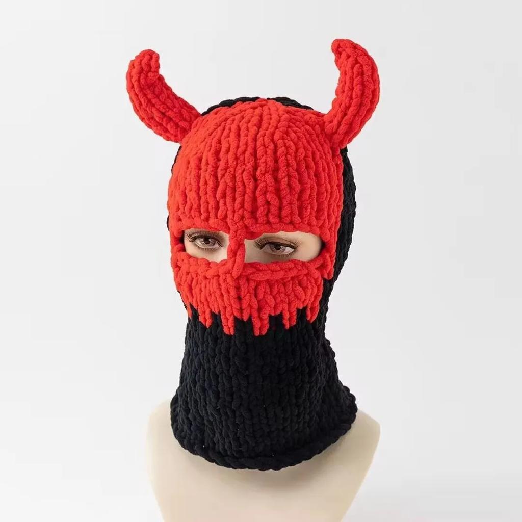 Long Bunny Ears Hat Winter Hand Made Knitted Funny Beanie Cap Thicken Warm Full Face Ski Mask Cover Balaclava For Party