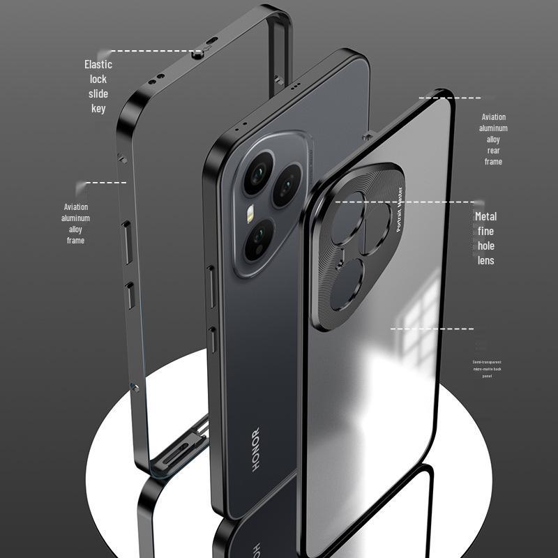 Honor 400/400pro Snap-Button Metal Frame Phone Case with Frosted Back