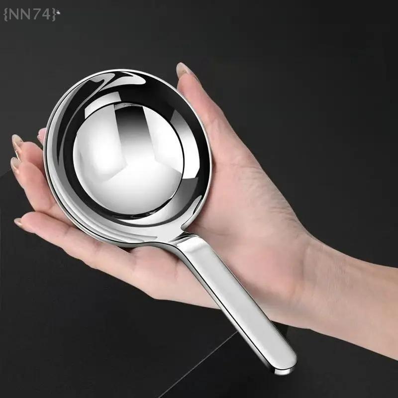 Short Handle Deepened Ramen Soup Spoon - 201 Stainless Steel Large Capacity Tablespoon, Kitchen Cooking Soup Utensils