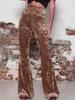 2026 Spring/Autumn Women's High-waisted Micro-flare Velvet Trousers - European & American Fashion