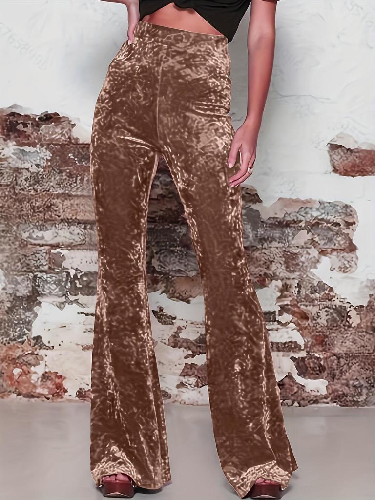 2026 Spring/Autumn Women's High-waisted Micro-flare Velvet Trousers - European & American Fashion