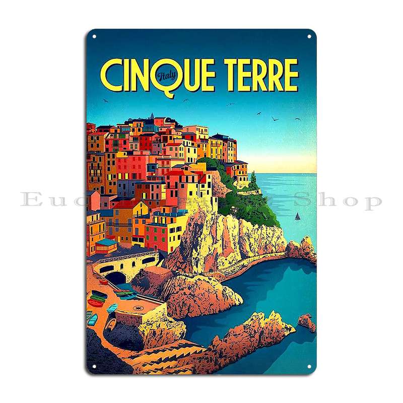 Cinque Terre Italy Vintage Travel Advertising Print Metal Sign Create Printing Cinema Decoration Plaques Tin Sign Poster
