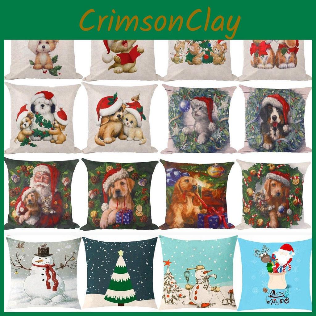 Beautiful 18'' Christmas Cotton Pillow Case Linen Cushion Cover For Seasonal Home Decor