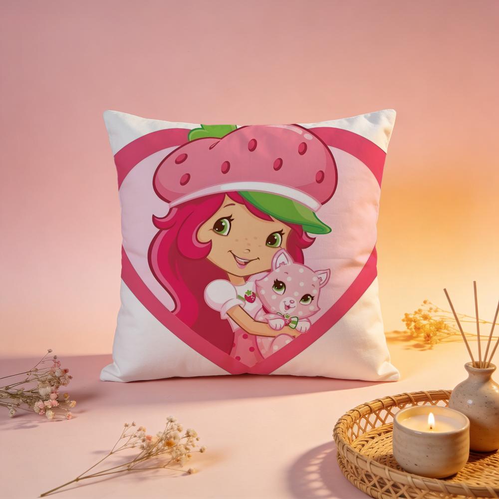 Hot SStrawberry Shortcakeiou Cushion Cover Comfortable Durable Pillow Cover MultiScene for Home Office Car Sofa