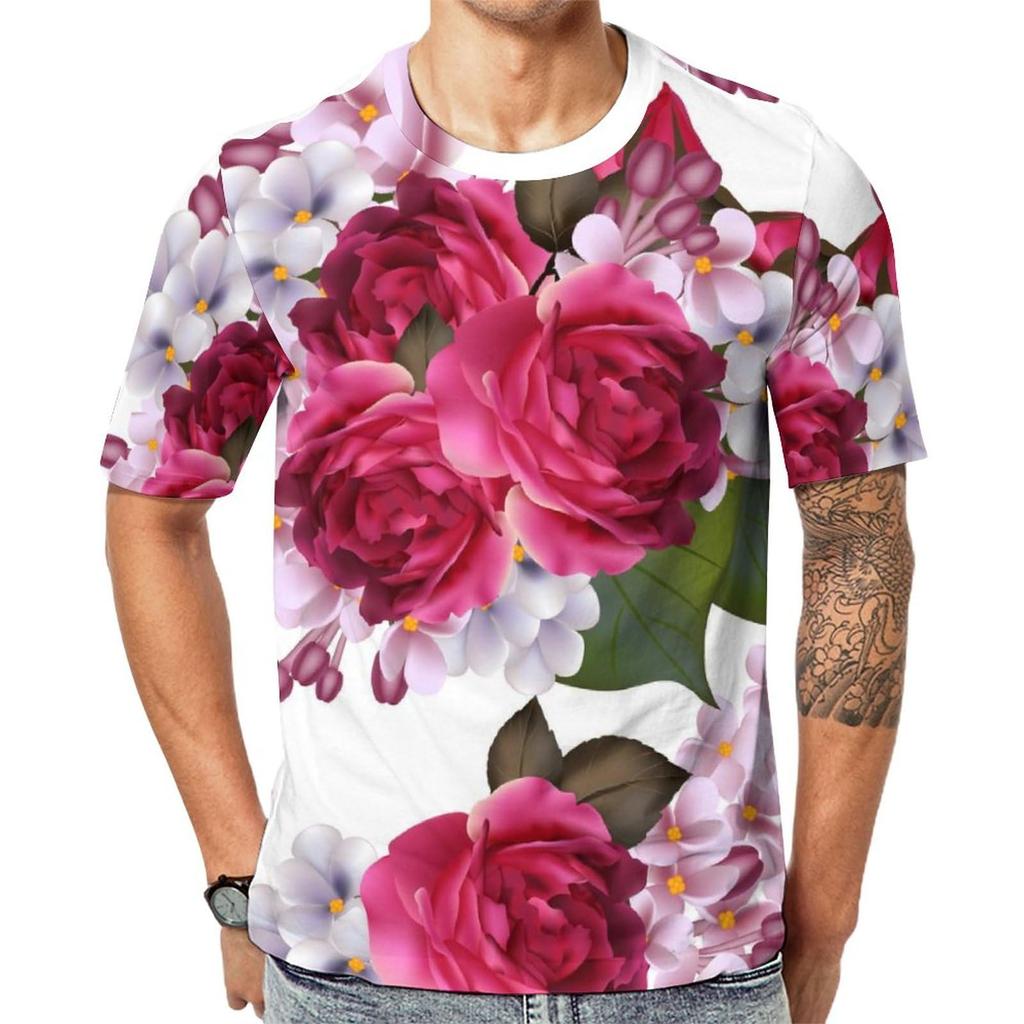 Rose Flower T-Shirts Floral 3D Print Men Women Hip Hop O-Neck Short Sleeve T Shirt Oversized Harajuku Y2k Tops Tees Kid Clothing