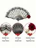 Vintage spanischer Faltfächer, Flamenco-Rosen-Spitzendekor, eleganter schwarzer Damen-Handfächer, geeignet für Damenpartys und Hochzeiten