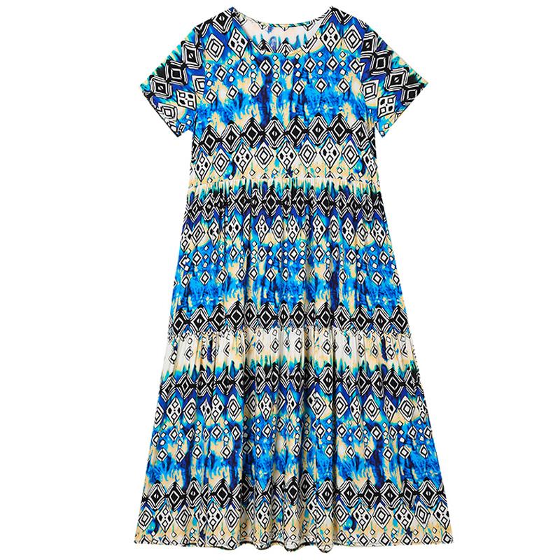 Elegant Dresses Woman Casual Short Sleeve Long Dresses Summer Plus Size Women's Clothing