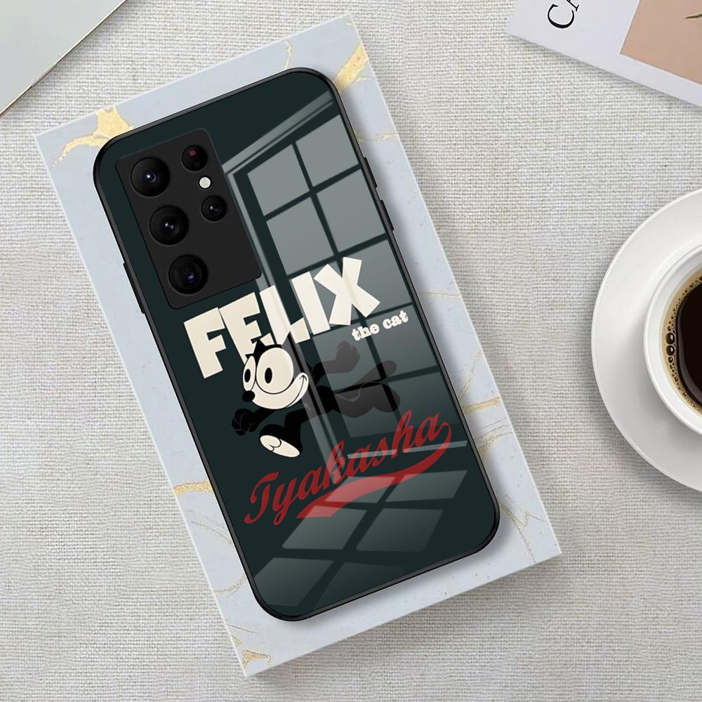 Felix The Cat Handyhülle für Samsung S26 S25 Edge Ultra 23 22 21 20 Ultra Plus S24 Fe Glasabdeckung