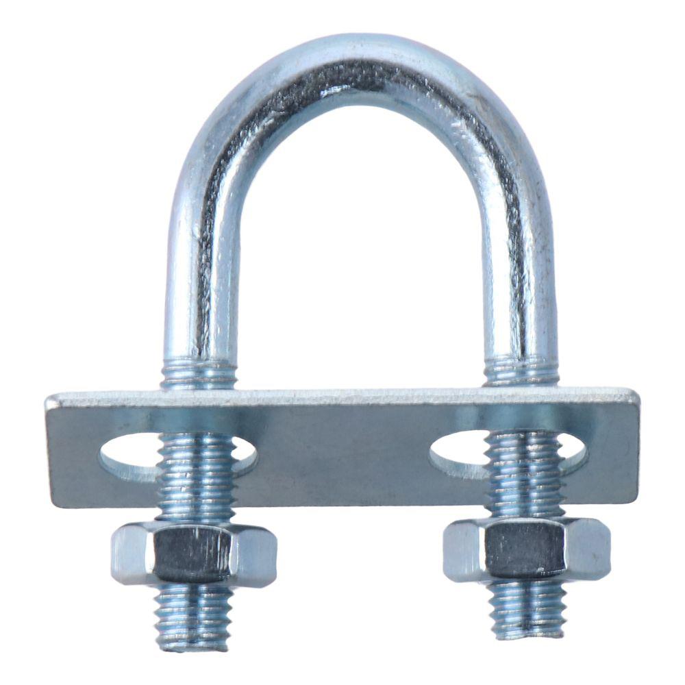 4PCS Steel, Galvanized Surface Round Bend U Clamp Silver with Nut Plate Washer Round U-Bolts