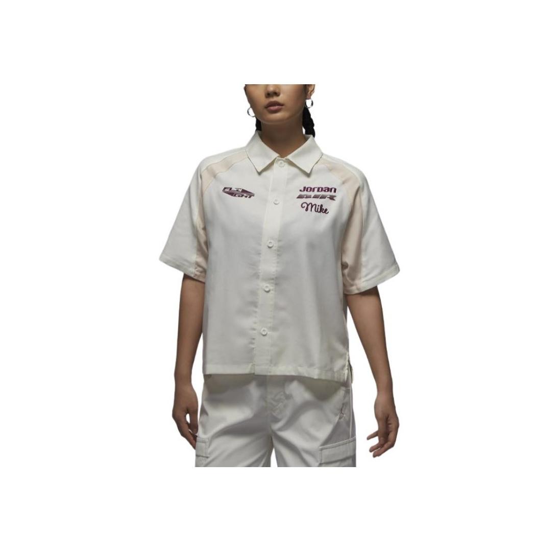 

Jordan Удобная повседневная мягкая рубашка с коротким рукавом с цветным логотипом, женские рубашки светло-коричневого цвета FV7093-133 L