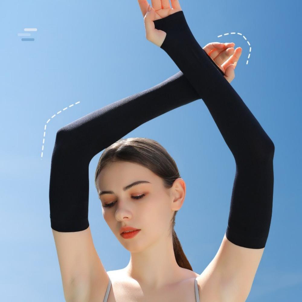 Summer Anti-UV Cooling Ice Silk Arm Sleeves Breathable Stretchy Sun Protection Covers for Cycling Running Outdoor Sports
