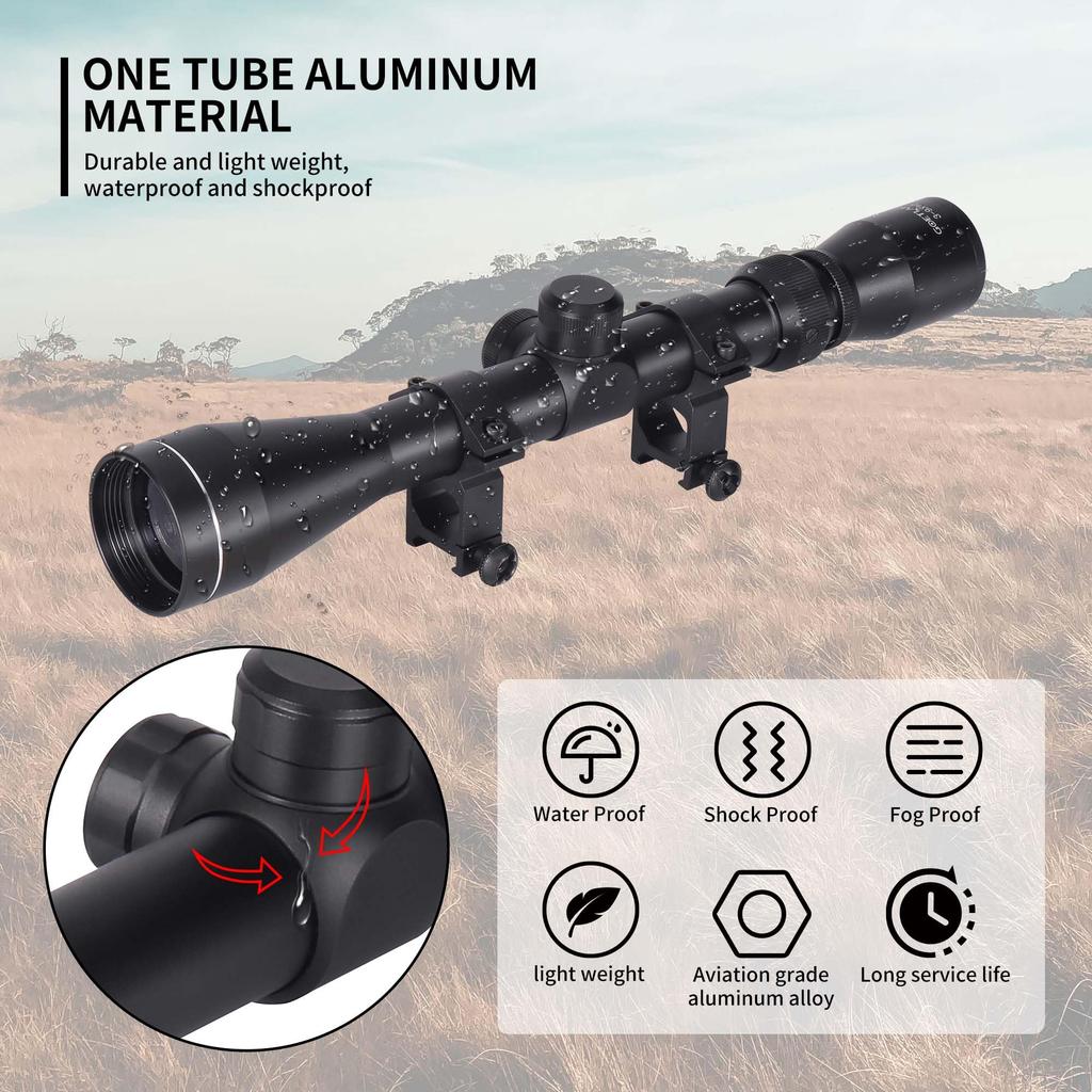 Goetland Riflescope 3-9x40 Variable Magnification Reticle Crosshair R4 SFP Optical Sight for Airsoft, Airsoft, Shooting, and Hunting, Compatible with
