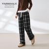 Mark Fairwhale Women's High-Waist Plaid Wide-Leg Casual Pants
