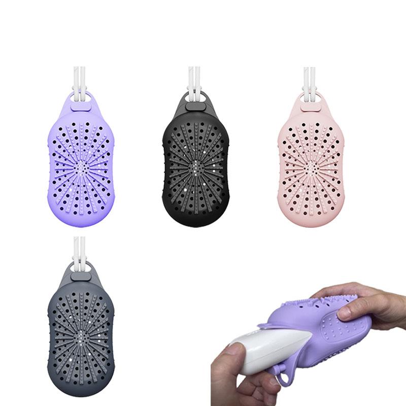 Silikon Seifensäckchen Sparsäckchen mit Kordel zum Peelen Duschschrubber Bademassage Doppelseitiges Texturdesign Badewaschen