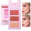 Tre färger Highlighter Rouge Palett Matt Pärlemorskimrande 3D Kontur Palett Framhävande Nässkugga Naturlig Naken Sminkpuder Kaka