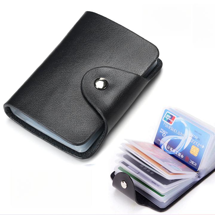 Premium Faux Leather Business Card Holder Wallet with 20 Card Slots, Waterproof, Snap Closure - Ideal for Bank Cards, Credit Cards, IDs, Card Bag