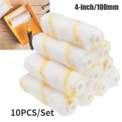 10Pcs 4-inch Mini Fabric Paint Roller Cover Nap Painting Refill 1/4\ Hole Dia
