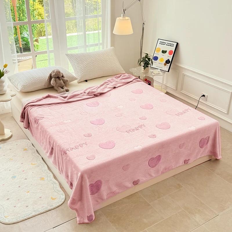 Pink Love Heart Fuzzy Blanket Throw Valentine'S Day Blankets Decorative Soft Cozy Blanket For Home Bed Sofa Couch Chair Gifts