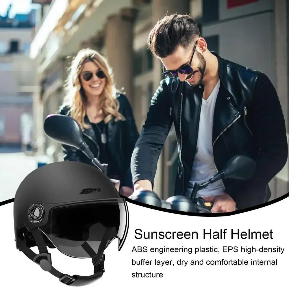 Motorcycle Safety Helmet 3C Certified Lightweight Men's and Women's Adult Electric Vehicle Bicycle Half Helmet with Goggles