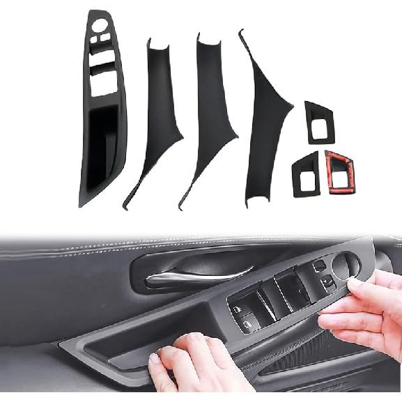 7Pcs No-Remove Interior Door Pull Handle Sticky Cover For BMW 5 Series F10/F11 520,523,525,528,530,535 (2010-2016) Fits Driver & Passenger Side