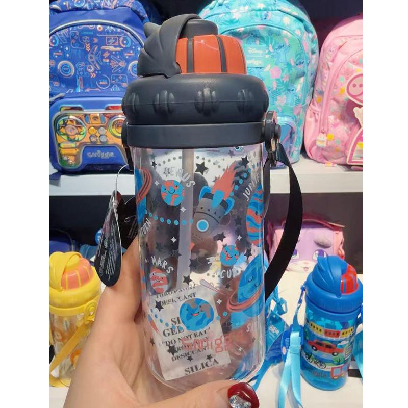Smiggle Australia Kids Cartoon Straw Bottle Hydration Sports Water Bottle Portable Crossbody Sling Medium