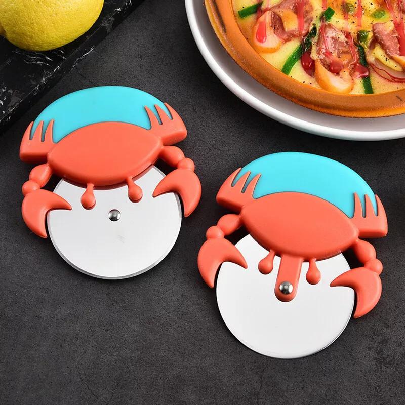 Bamboo Steel Stainless Handle Hatchet Pizza Tool Round Single Baking Wheel