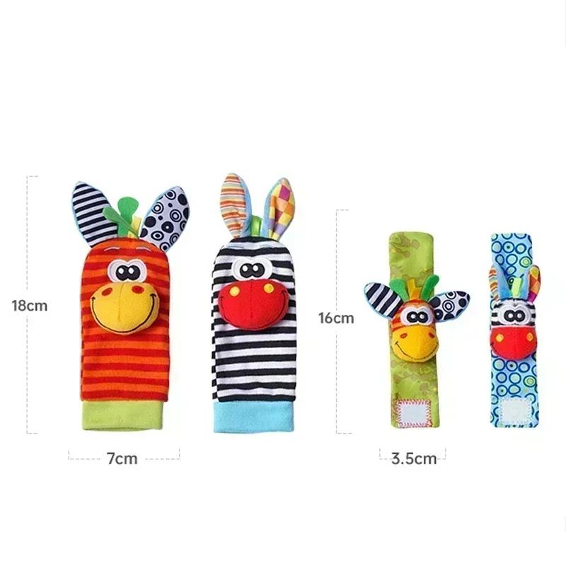 Non-Toxic 0-12 Months Baby Toy Baby Rattles Toys Animal Socks Wrist Strap +Rattle Kids Foot Socks Bug Wrist Strap Baby Socks Pacifier Toys