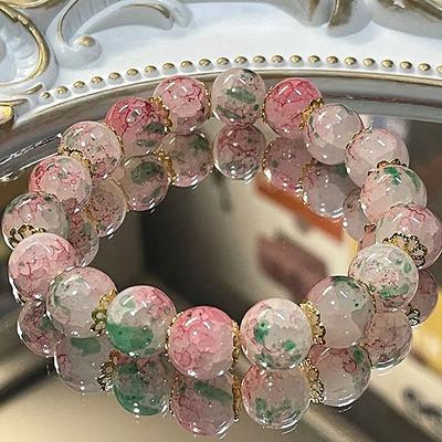 Dolce e carino braccialetto di fiori di ciliegio per donne e ragazze, squisito braccialetto di perline elegante, accessori per gioielli da festa, regali