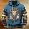 Men's Graphic Tribal Cowboy Hoodie Hoodies Sweatshirt Daily Ethnic Casual Vintage Retro Long Sleeve Hooded Vacation Sports
