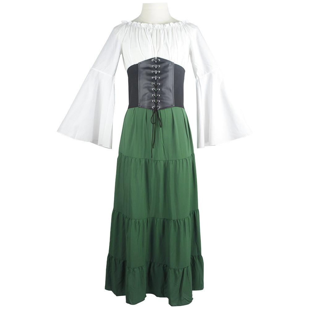 Ages Cosplay Middle Clothing Belted Dress Party Dresses Polyester Women Retro