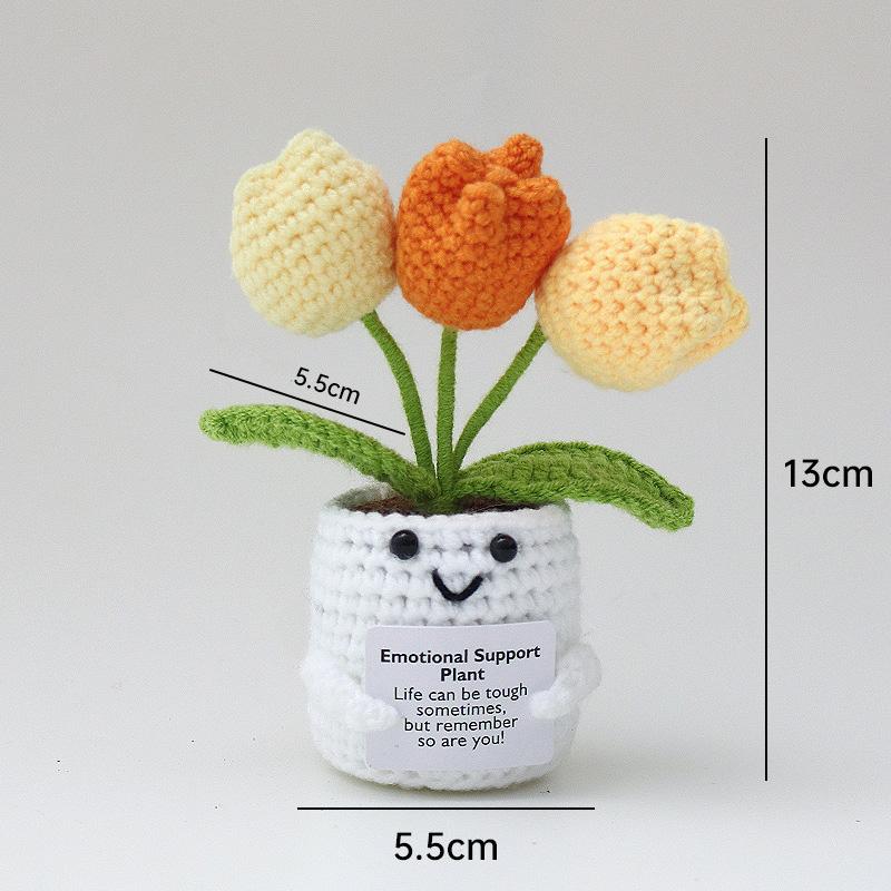 Positive Energy Potato Pocket Hug Handmade AnimalCrochet Mini Doll Funny Wool Gift for Friends or Lover Emotional Support Plant
