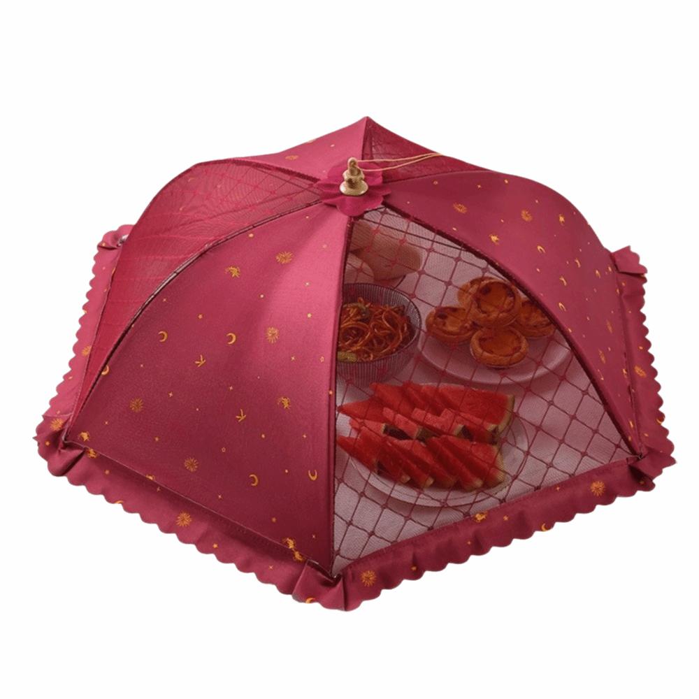 Umbrella Shape Food Cover Breathable Mesh Dining Table Dish Tent Pop-Up Mesh Screen Kitchen Use