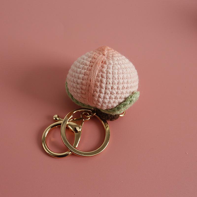 Creative Fruit Series Crochet Keychain Pendant Cute Mango Keyrings Hand Knit Keyrings Exquisite Backpack Decoration Gifts