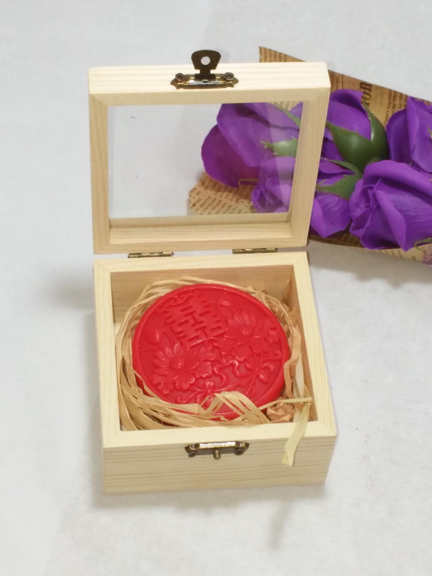 

Wooden Jewelry and Sundries Box with Glass Compartments for Flowers and Handmade Soap