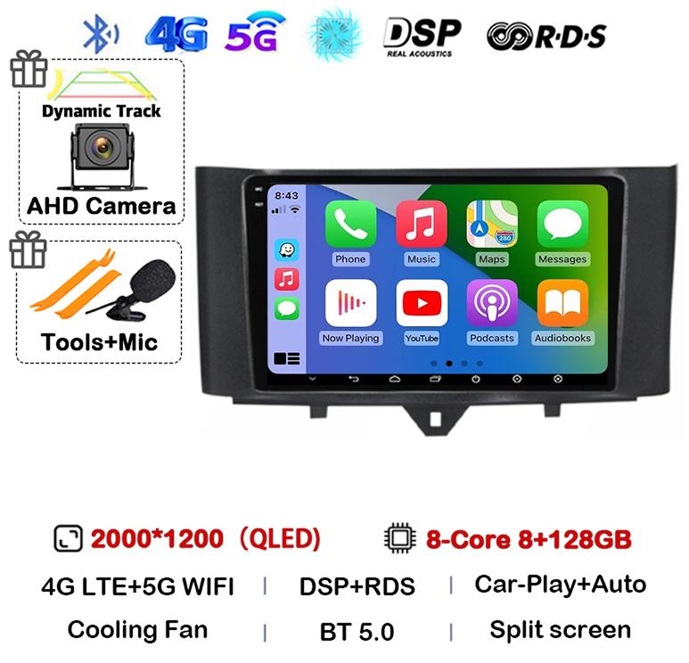 Android 14 Carplay Car Radio For Mercedes Benz Smart Fortwo 2006 -2011 2012 2013 2014 2015 Multimedia Video Player GPS Stereo 4G
