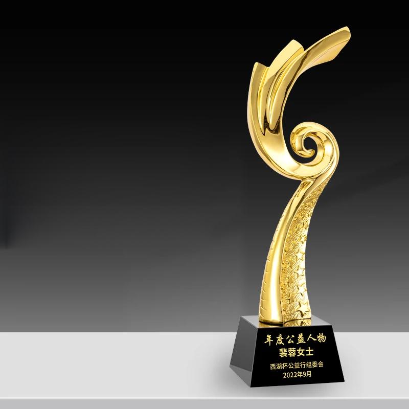 Customized High-end Gold-plating Resin Trophy, Creative Five-Pointed Star Thumb Excellent Staff Award, Gold, Silver, Copper, 1Pc
