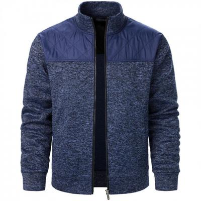 Men's Jacket Patchwork Stand Collar Slim Fit Cardigan Sweatshirt Sportswear Casual Autumn Coat Zip Up