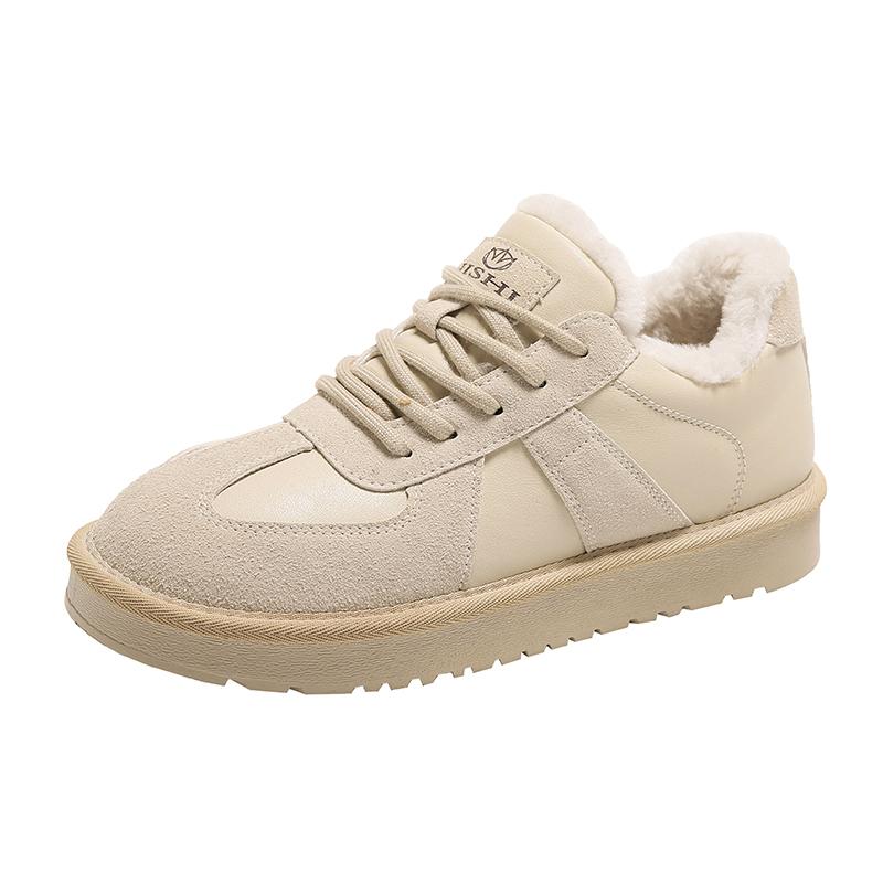 Fashion Genuine leather plush thick sole raised cotton shoes for women's winter new low top snow boots sneakers women platform sneakers