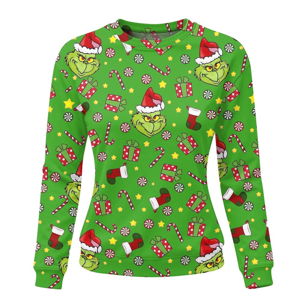 Women's Casual Christmas Print Neck Pullover Sweatshirt