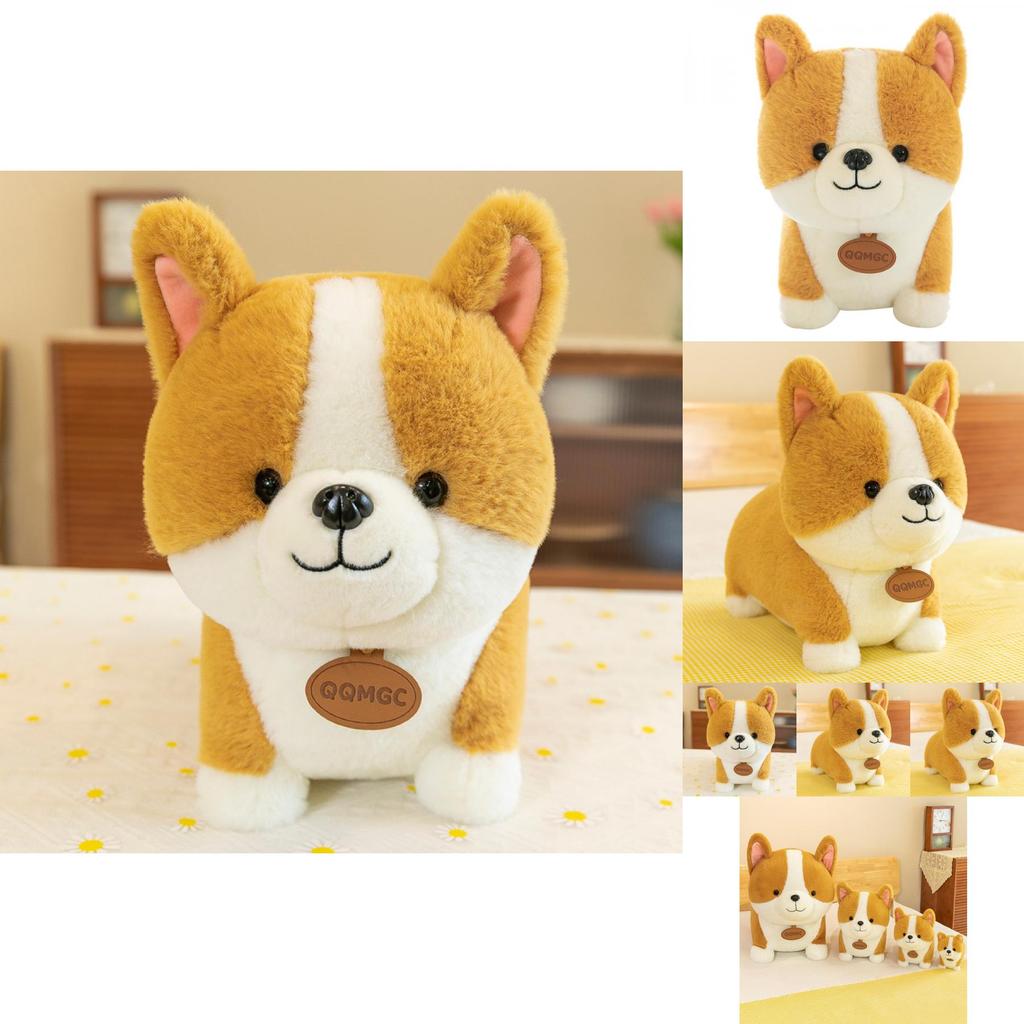 Adorable Corgi Plush Toy Soft Stuffed Animal Yellow Dog Doll Perfect Gift For Girls
