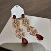 European and American geometric color flower zircon fringed earrings, stud earrings, exquisite luxury earrings, women