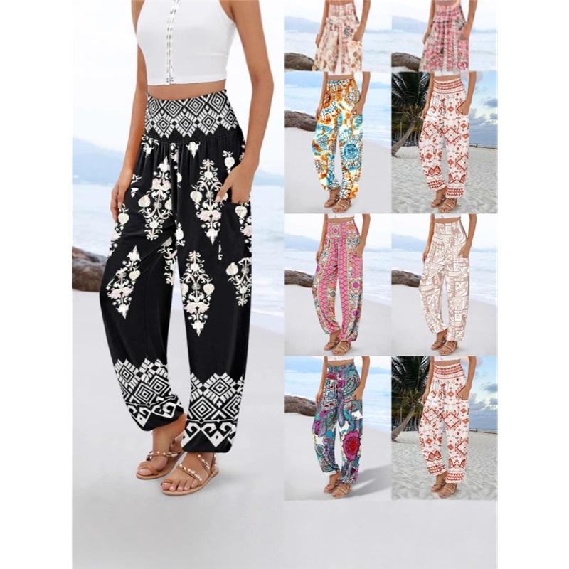 

Women s Trousers Loose High Waist Printed Casual Trousers Women XXL білий