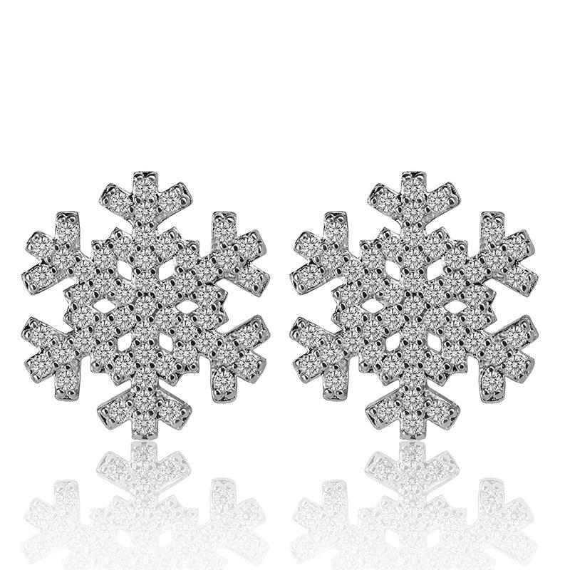 Leichter Luxus Zirkonium Diamant Ohrringe Mode Kreative Schneeflocke Ohrhaken Galvanisierte Blumen Ohrringe