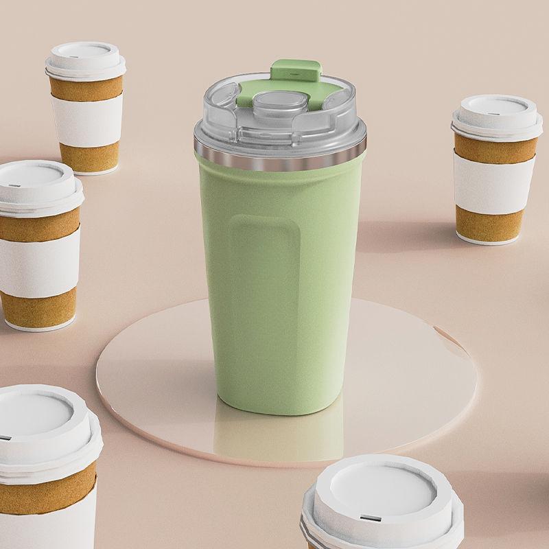 

Высококачественная портативная автомобильная чашка с крышкой из нержавеющей стали для студентов мужского и женского пола. 380ml зелёный